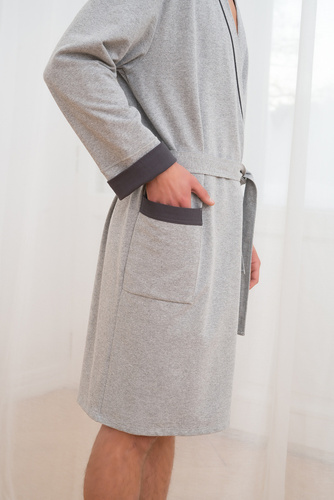 Gabriel Pánsky župan s vreckami Italian Fashion- melange/graphite