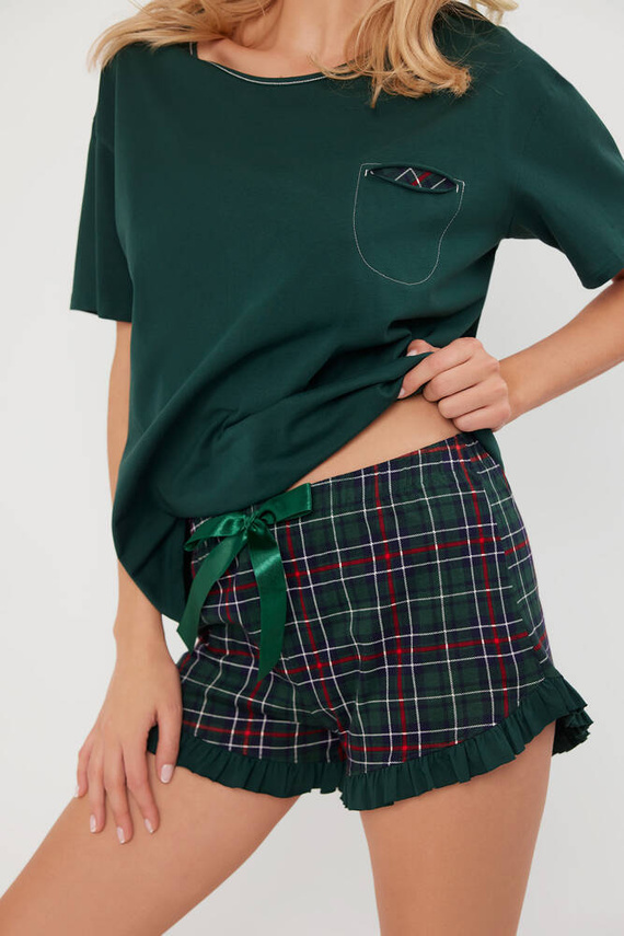 Foggia Dámske pyžamo s krátkym rukávom, šortky Italian Fashion - zelená/potlač