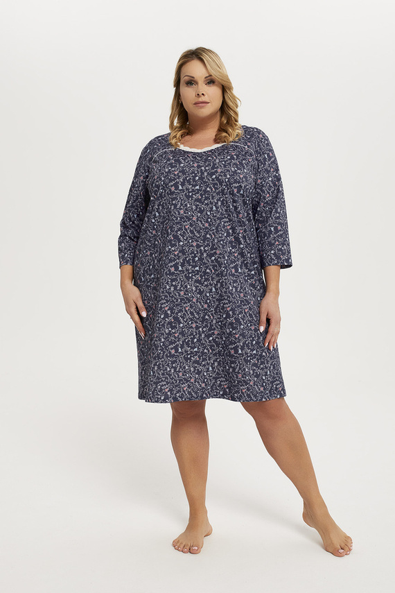 Sajna Nočná košeľa s 3/4 rukávmi Talianska móda - potlač