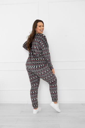 Dámska súprava Navara - flísová súprava s vianočným vzorom so sobmi Italian Fashion - grafitová