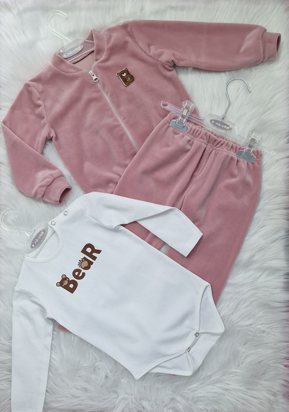 Detská tepláková súprava Bear velur Bambarillo pink | Soft set
