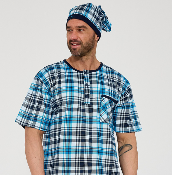 Cornette 109/38– pánska nočná košeľa 100% bavlna, krátky rukáv, gombíky a vrecko