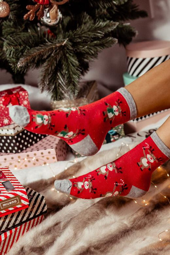 1283.002 Stojaci sob Milena - Dámske vianočné ponožky, červené