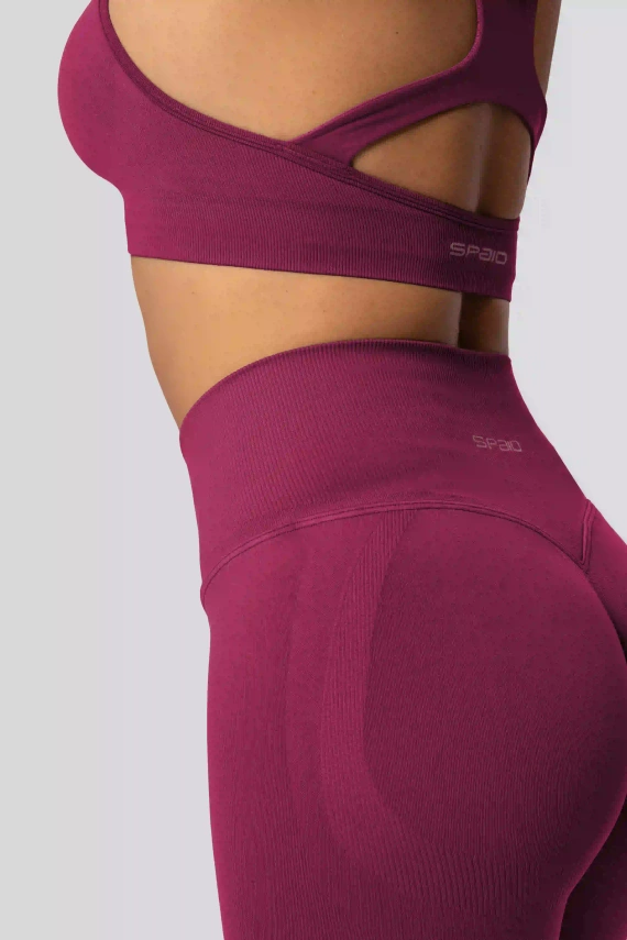 Legíny push-up Spaio PRO vysoký pás krycie tvarujúce red wine