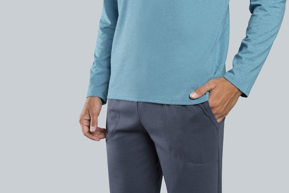 Lion Pánske pyžamo s dlhým rukávom, nohavice Italian Fashion - červená/grafitová