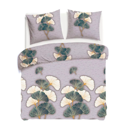 31510/2 Flanelové posteľné prádlo Darymex béžovo zelené listy ginka - sada, 100% bavlna, hrejivé a mäkké