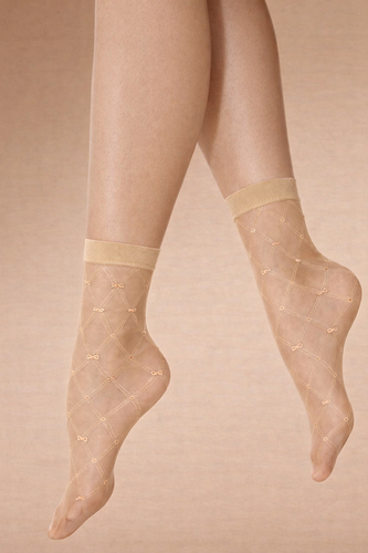 Dámske ponožky Knittex Hold 20 den – ponožky s geometrickým vzorom naturel