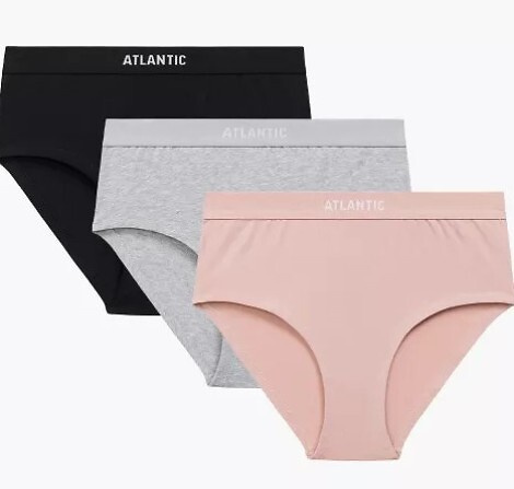 3CLP-009/Z25 Atlantic dámske nohavičky čierno-ružovo-sivé - maxi Sport, bavlna, 3 ks.