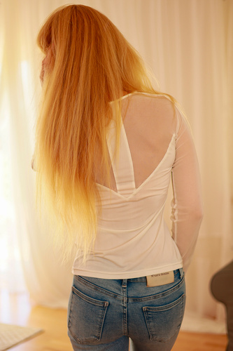 Dámska blúzka Fargo Mirale - mikrovlákno, priehľadné rukávy a zadná časť, dlhý rukáv - ecru