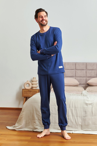 7350 Pánske pyžamo Doctor Nap - rebrovaná bavlna, pohodlie a štýl - cosmos