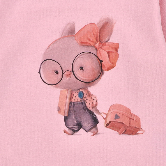 KAR-3011 Dievčenská blúzka s dlhým rukávom Lagarto Verde pink - štýlová, bavlna, poľská výroba