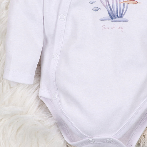 ABN-5472 Underwater World obálkové body s dlhým rukávom Nini white- organická bavlna, pre bábätká