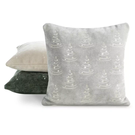 Vianočný návlek na vankúš Eurofirany Chp 301 45x45 cm, chenille s výšivkou, 300 g/m², strieborný