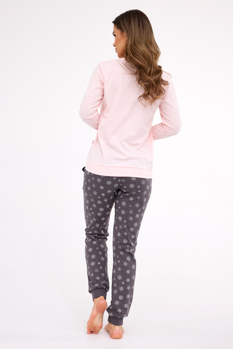 163/461 Snow Dámske pyžamo Cornette ružové bavlnené, dlhý rukáv | Pohodlie a zimný štýl
