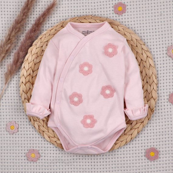 Body kopertové NINI Little Flowers 100 % organická bavlna, svetloružové ABN-5754/JRO