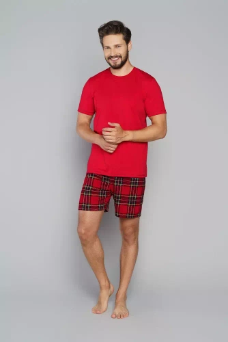 Narvik Pánske pyžamo s krátkym rukávom, šortky Italian Fashion- zelená/potlač