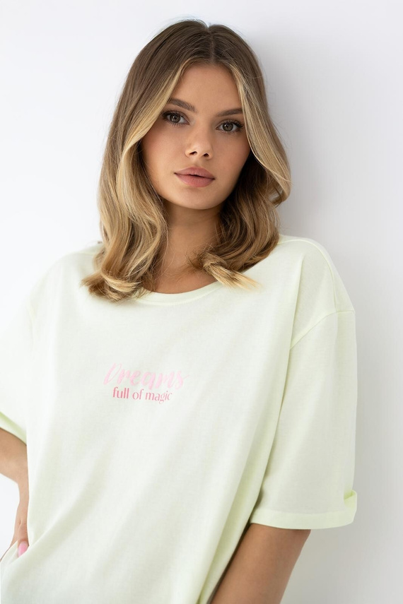 Nočná košeľa Savanna Sensis limetková bavlnená ľahká pohodlná