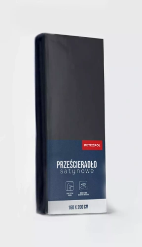 Mikrosaténové prestieradlo s gumou Poly Detexpol hladké black