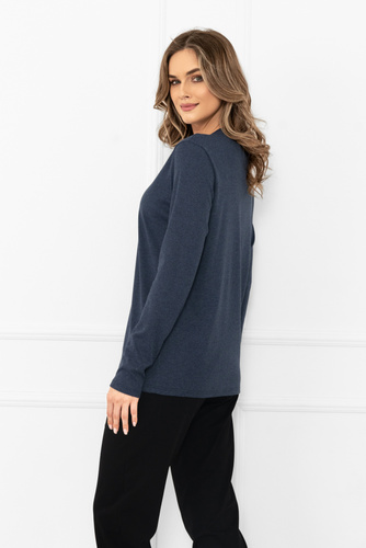 Dámska blúzka Gordo Italian Fashion navy blue - klasická, bavlnená, s dlhým rukávom