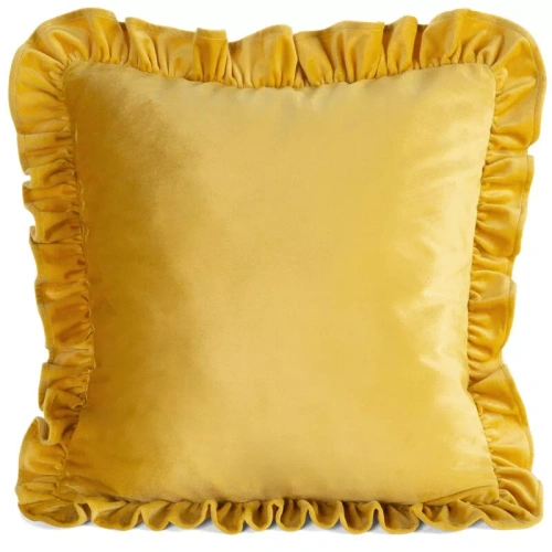 Obliečka Brenda 45x45 šalviová zamat s volánom mustard