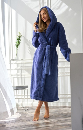 2556 Heaven Dámsky dlhý župan L&L s kapucňou - námornícky