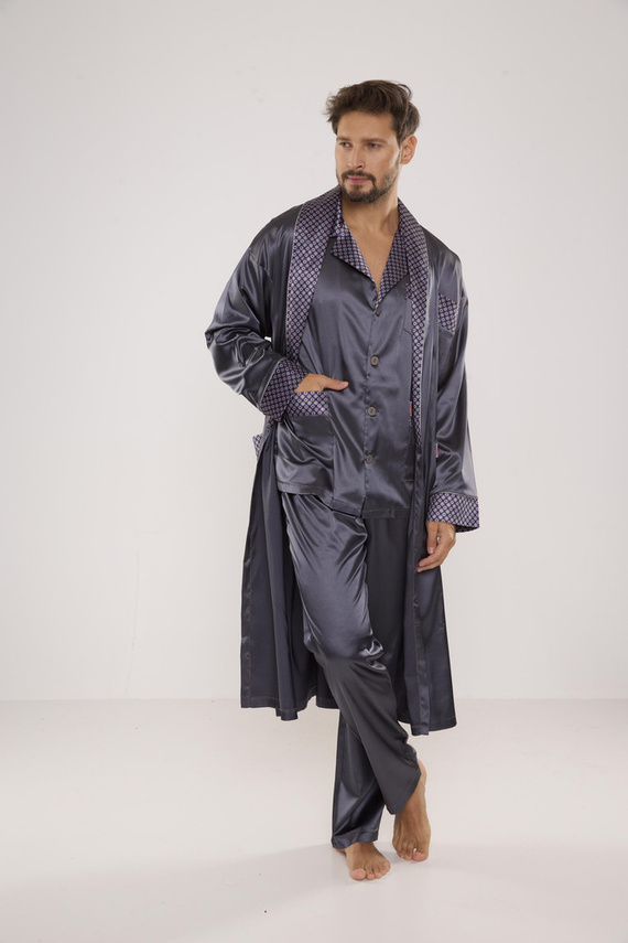 939 Pánske saténové sivé pyžamo