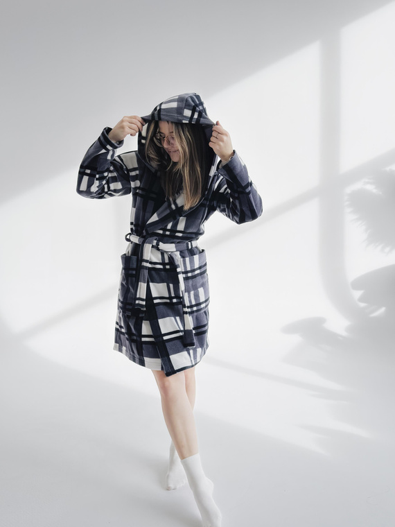 031 De Lafense županová prikrývka - teplý flísový dámsky župan Super Cozy, sivý