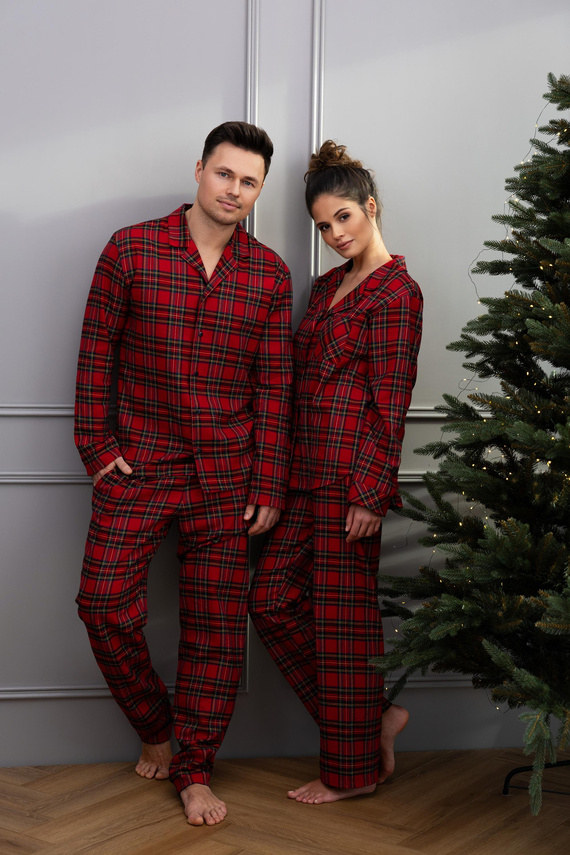 Pánske pyžamo Philip Sensis - károvaný flanel, zapínanie na zips