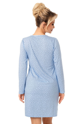 Nočná košeľa Donna Star blue - bavlnená, s dlhým rukávom, balená v plastovom vrecku