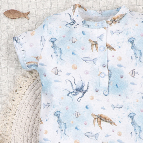 ABN-5452 Sea Of Joy Nini baby Rampers - organická bavlna, pohodlné patentky