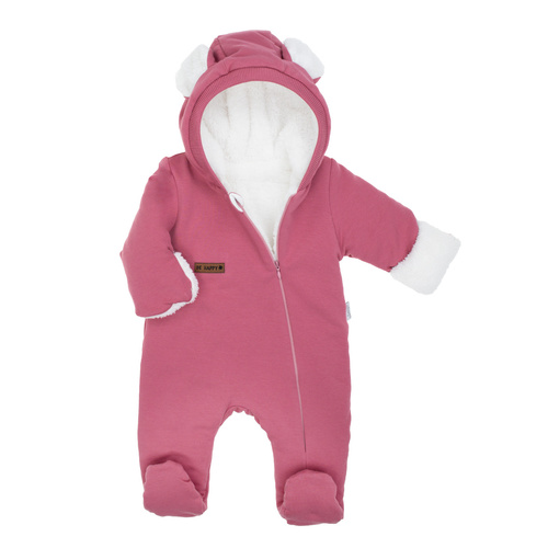 216270 Lala Luna Nicol tepláky - ružová detská kombinéza s ušami, veľkosť 56-68