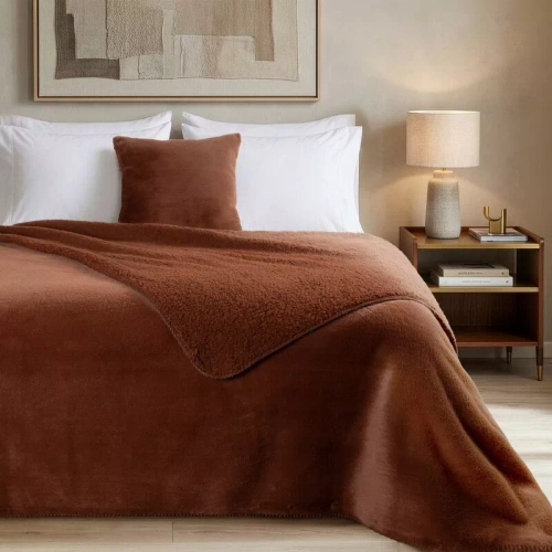 Dekoratívny prehoz Nina Eurofirany hrdzavý 170x210 plyšový mäkký 240 g/m²