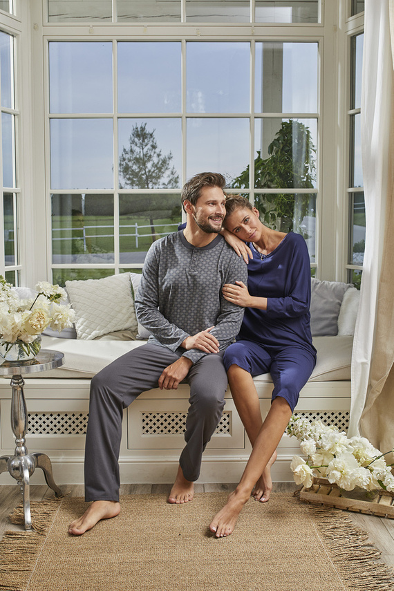 Song Dámske pyžamo 3/4 rukávy, 3/4 nohavice Talianska móda - tmavomodrá