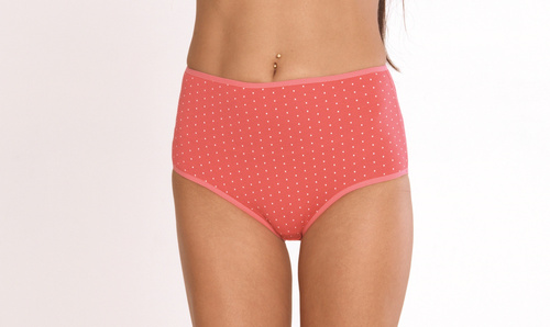 018 Sara De lafense nohavičky s vysokým pásom - malinové bodky