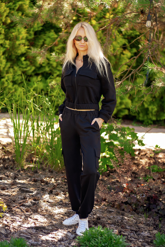 Mili Mirale dámska bavlnená tepláková súprava s vreckami - poľská výroba - čierna