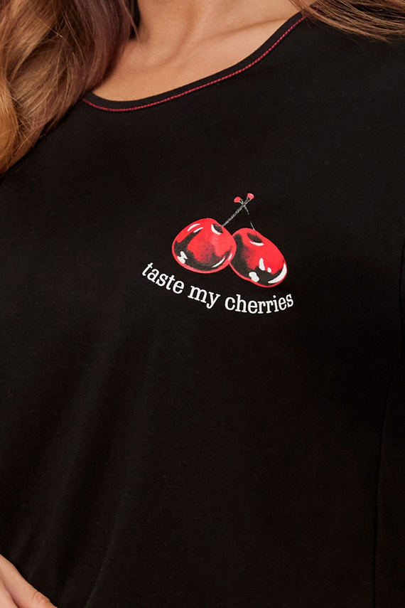 Cherry Dámske pyžamo s krátkym rukávom, krátke nohavice Italian Fashion - čierna/potlač