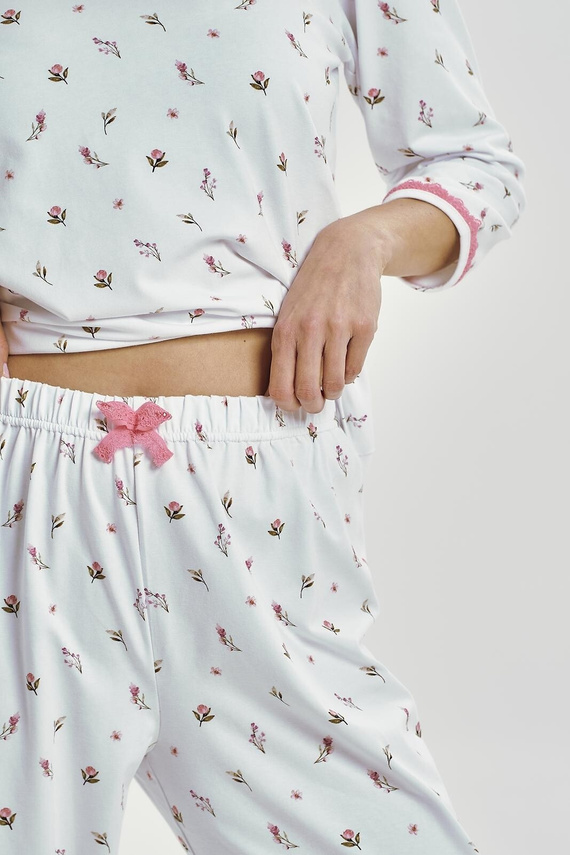 Elodie 3432 Taro dámske pyžamo biele bavlnené s 3/4 rukávmi pohodlné