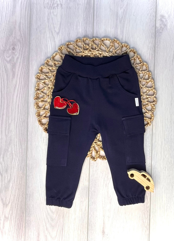Detské joggery Mamatti SJ05 tmavomodré – pohodlné bavlnené nohavice