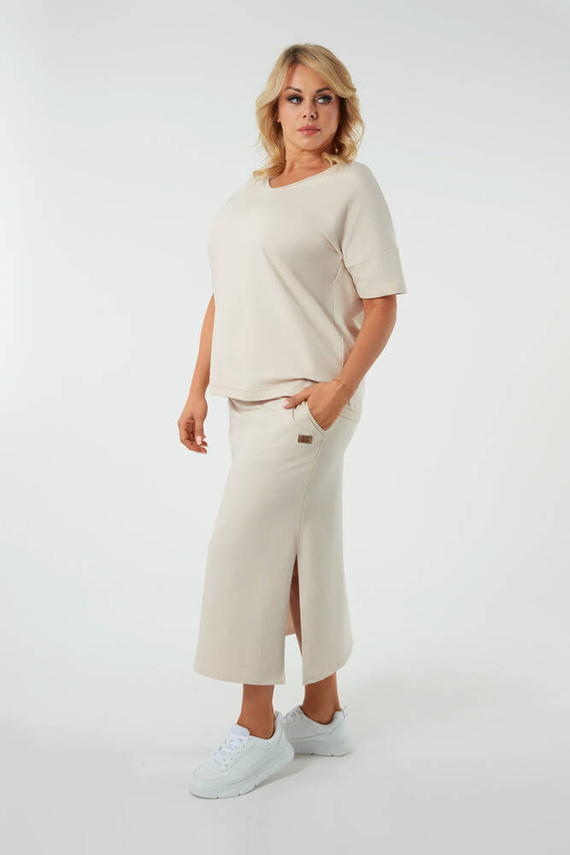 Dámska maxi sukňa Stella Italian Fashion - béžová