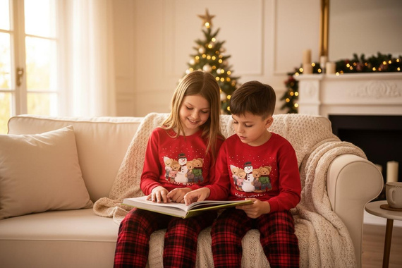 593/171 966/171 Zimné chlapčenské pyžamo Cornette - vianočné, červené, bavlna