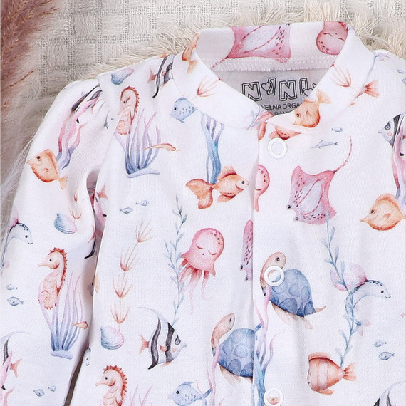 ABN-5482 Detský kaftan Underwater World od Nini - organická bavlna, pohodlné zapínanie na cvočky