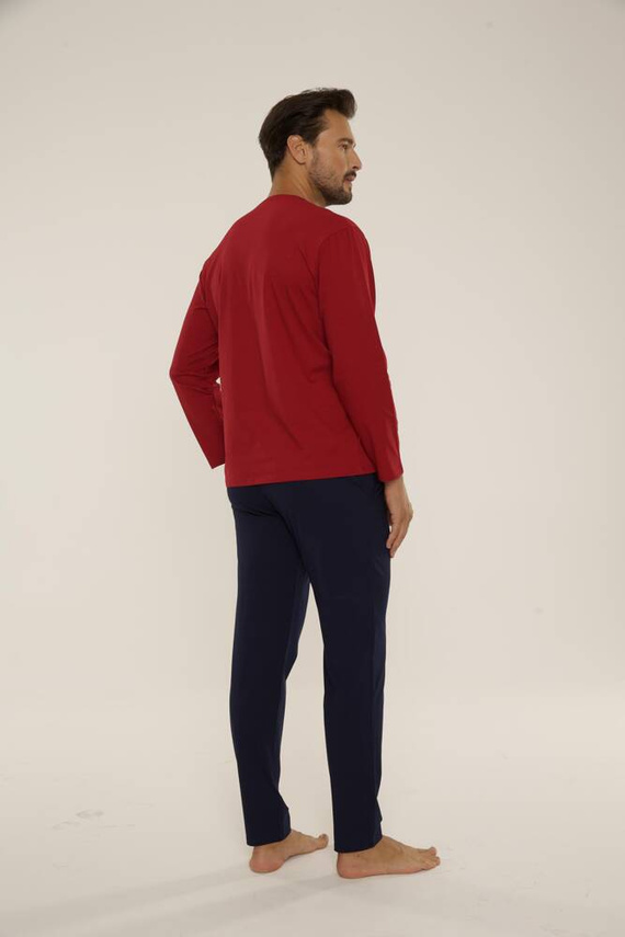 683 Kevin Forex Pánske pyžamo - bordová - tmavomodrá