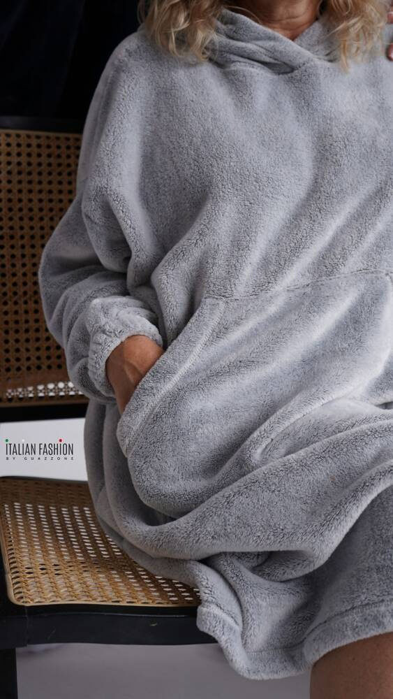 Forio Blúzka s kapucňou unisex Talianska móda - sivá