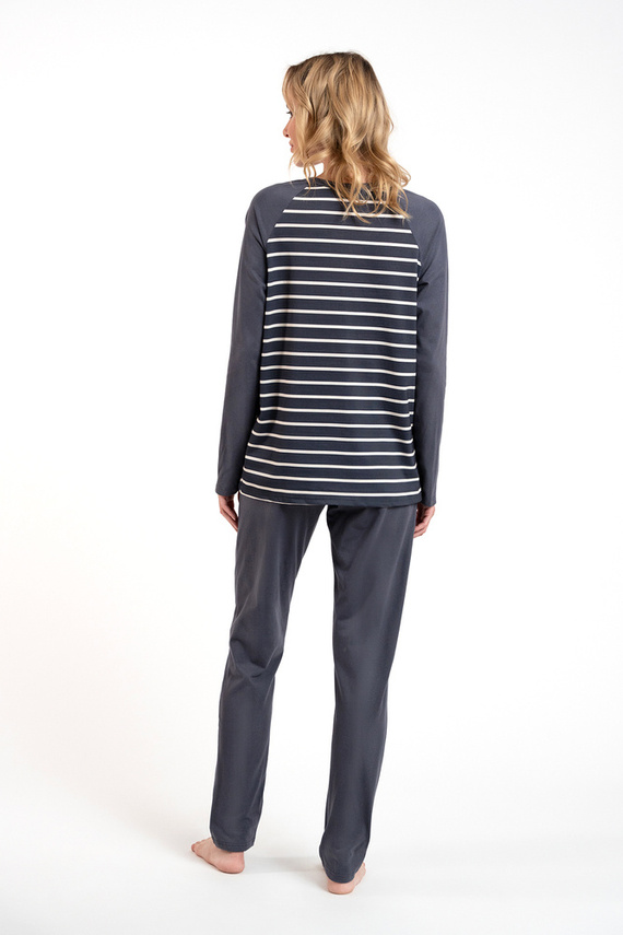 Oda Dámske pyžamo s dlhým rukávom a dlhými nohavicami Italian Fashion - grafitová/grafitová potlač