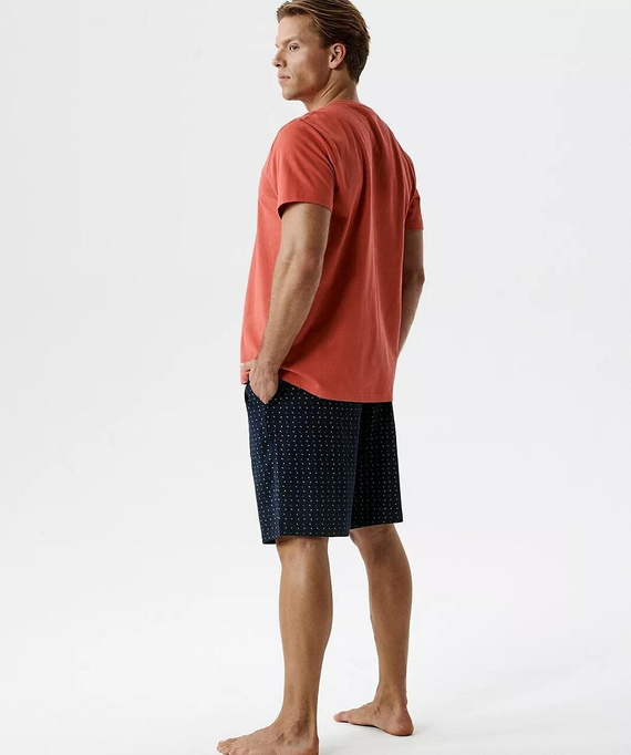 Pánske letné pyžamo Atlantic NMP-400 červené 100% bavlna – pohodlné