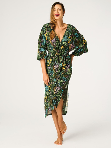 Key LGL 574 Zelený – Dámsky župan 95 % viskóza s potlačou