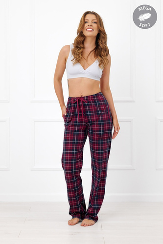 Italian Fashion Alana dámske dlhé bavlnené nohavice Mega Soft káro
