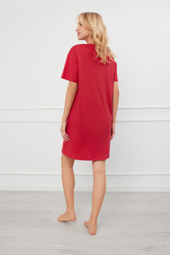 Nočná košeľa Evora s krátkym rukávom Italian Fashion - červená