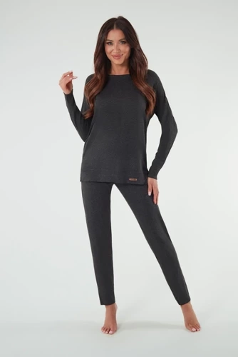 Akord Dámska súprava s dlhým rukávom a dlhými nohavicami Italian Fashion - dark melange