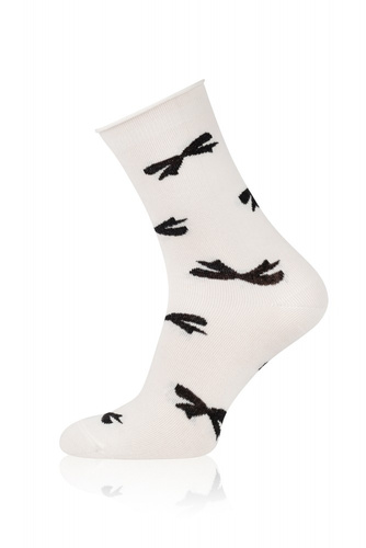 S183D Figaro Dámske dlhé netlačené ponožky Talianska móda - mašle